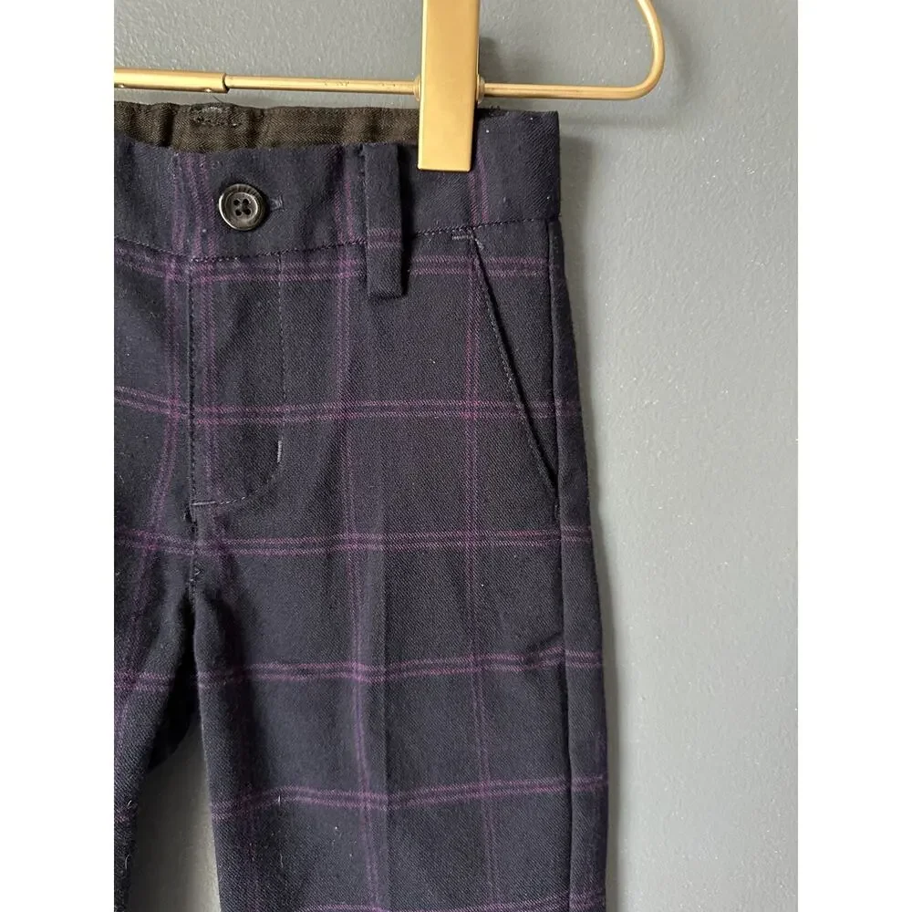Janie And Jack Navy And‎ Purple Plaid Pants